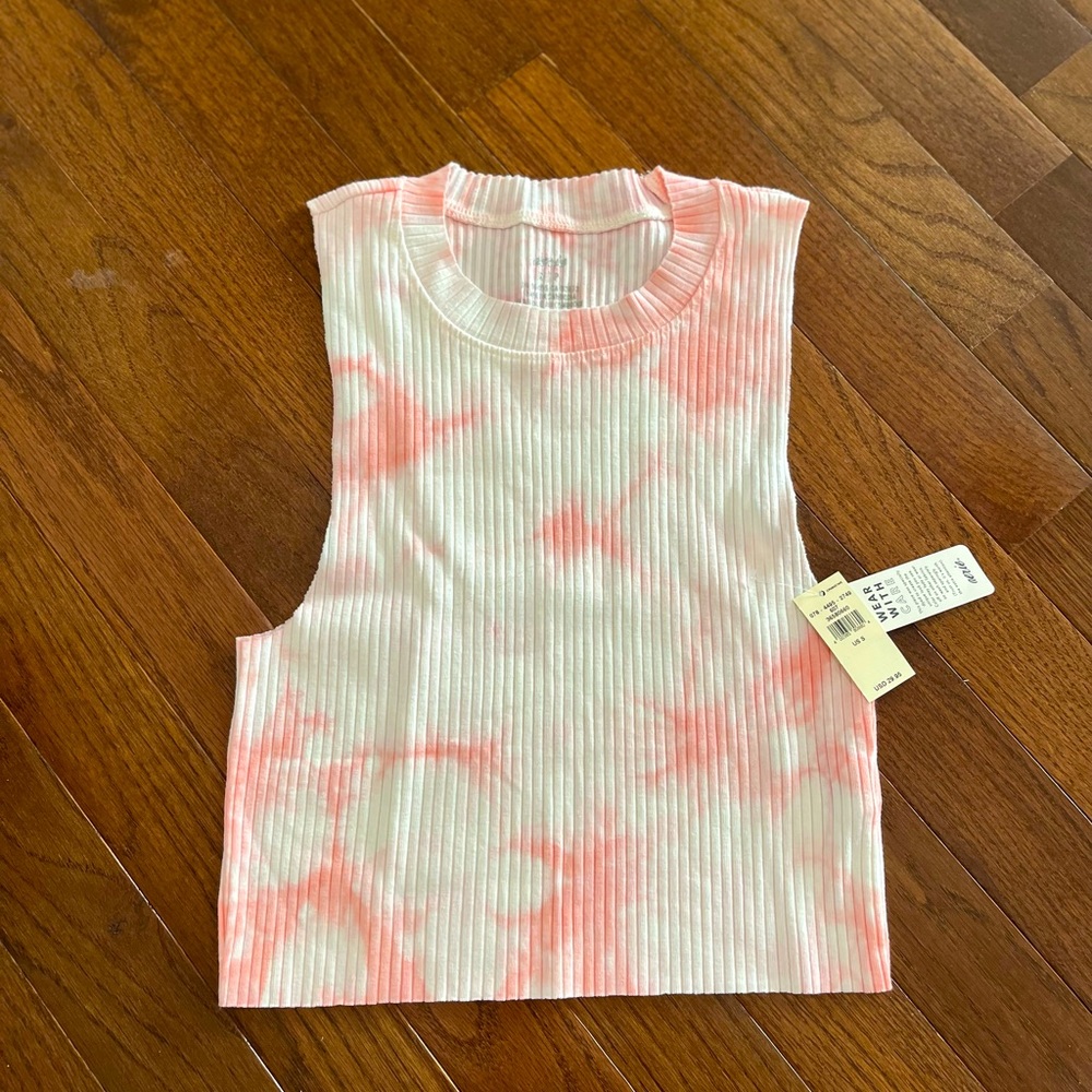 NWT pink and white tye dye high neck tank from Aerie